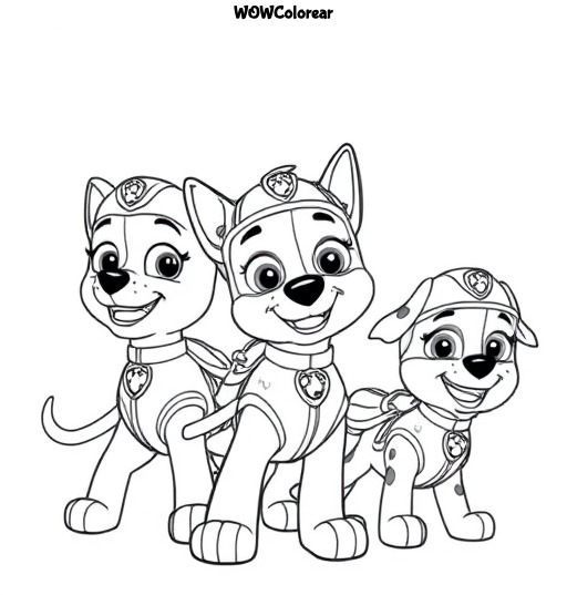 dibujos para colorear equipo de La paw patrol Canina en acción